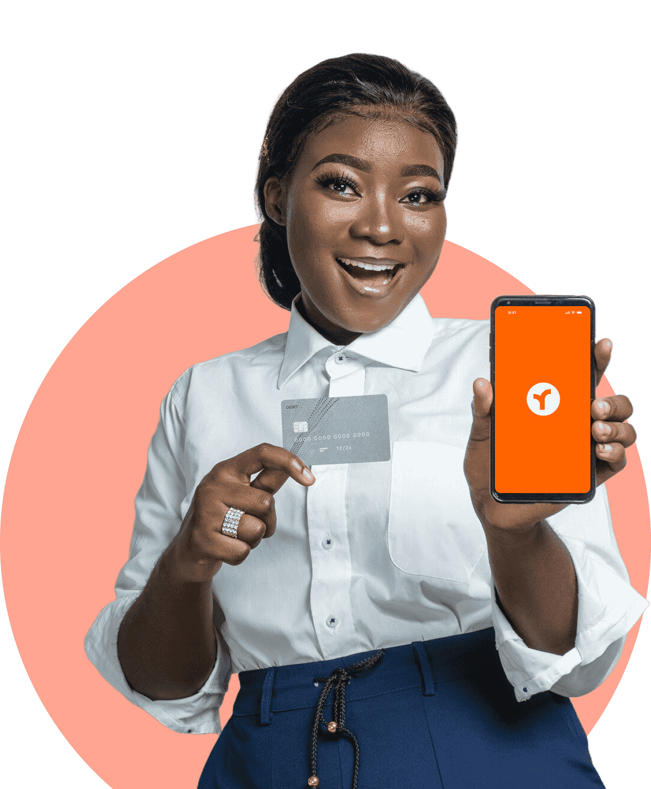 Woman holding a credit card